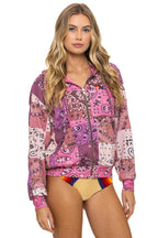 Classic BANDANA QUILTED RELAXED ZIP HOODIE - PINK