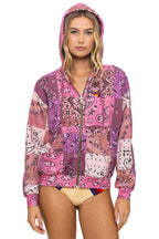Classic BANDANA QUILTED RELAXED ZIP HOODIE - PINK