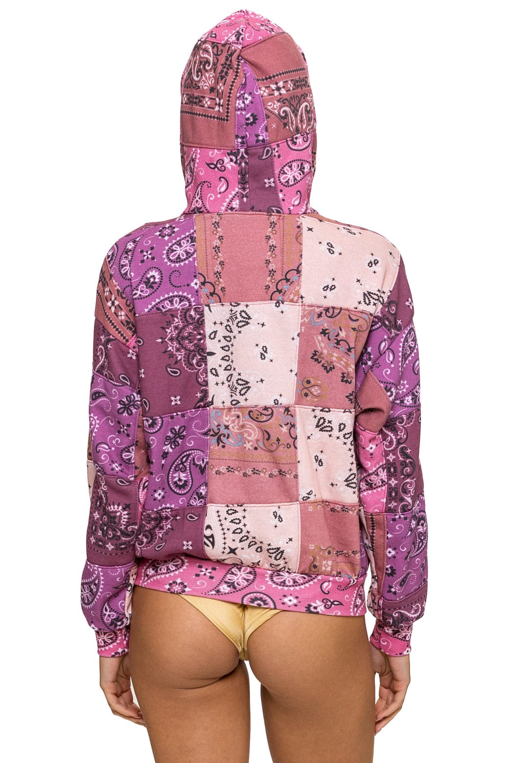 Classic BANDANA QUILTED RELAXED ZIP HOODIE - PINK
