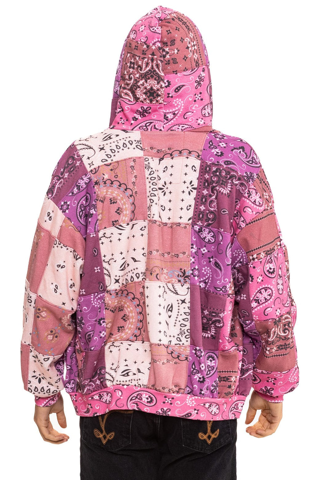 Classic BANDANA QUILTED RELAXED ZIP HOODIE - PINK