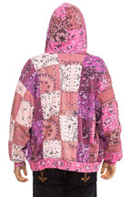 Classic BANDANA QUILTED RELAXED ZIP HOODIE - PINK