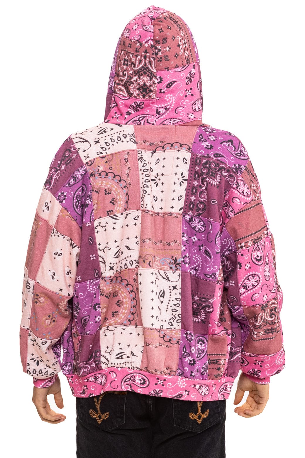 Classic BANDANA QUILTED RELAXED ZIP HOODIE - PINK