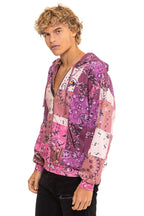 Classic BANDANA QUILTED RELAXED ZIP HOODIE - PINK