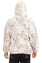 Classic BANDANA QUILTED RELAXED ZIP HOODIE - VINTAGE WHITE