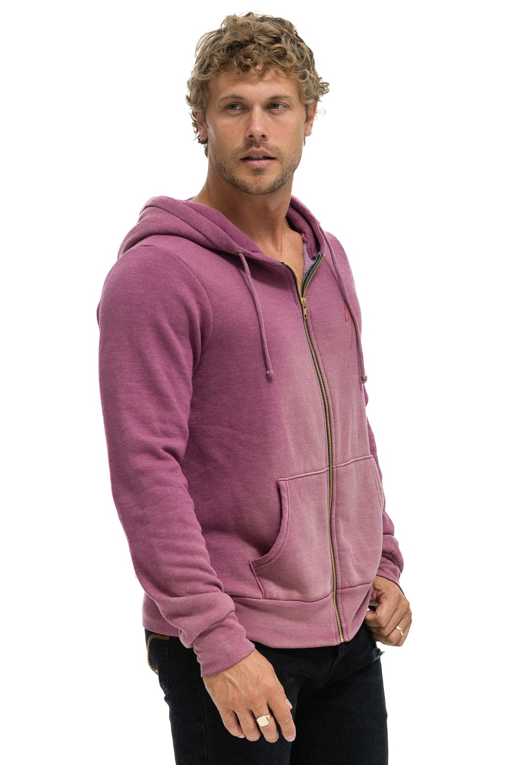 Classic BOLT STITCH 2 ZIP HOODIE - FADED BERRY