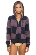 Classic CHECK QUILT ZIP HOODIE - CHARCOAL MOCHA