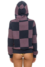 Classic CHECK QUILT ZIP HOODIE - CHARCOAL MOCHA