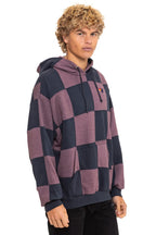Classic CHECK QUILT RELAXED PULLOVER HOODIE - CHARCOAL MOCHA