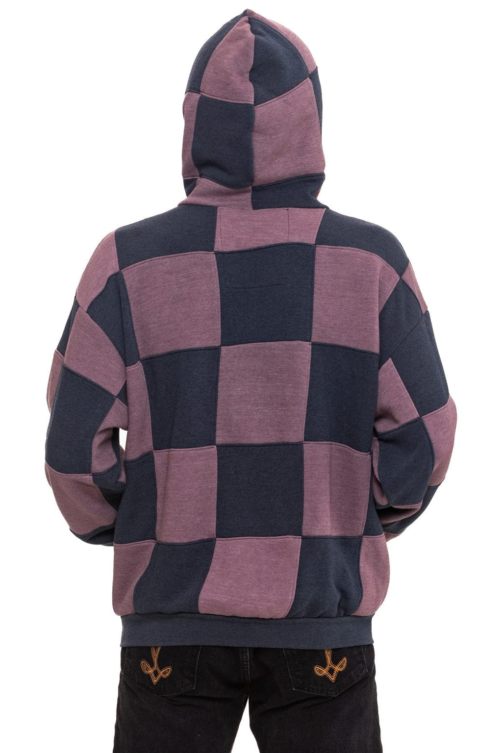 Classic CHECK QUILT RELAXED PULLOVER HOODIE - CHARCOAL MOCHA