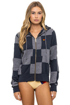 Classic CHECK QUILT ZIP HOODIE - HEATHER CHARCOAL