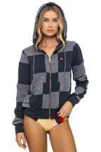 Classic CHECK QUILT ZIP HOODIE - HEATHER CHARCOAL