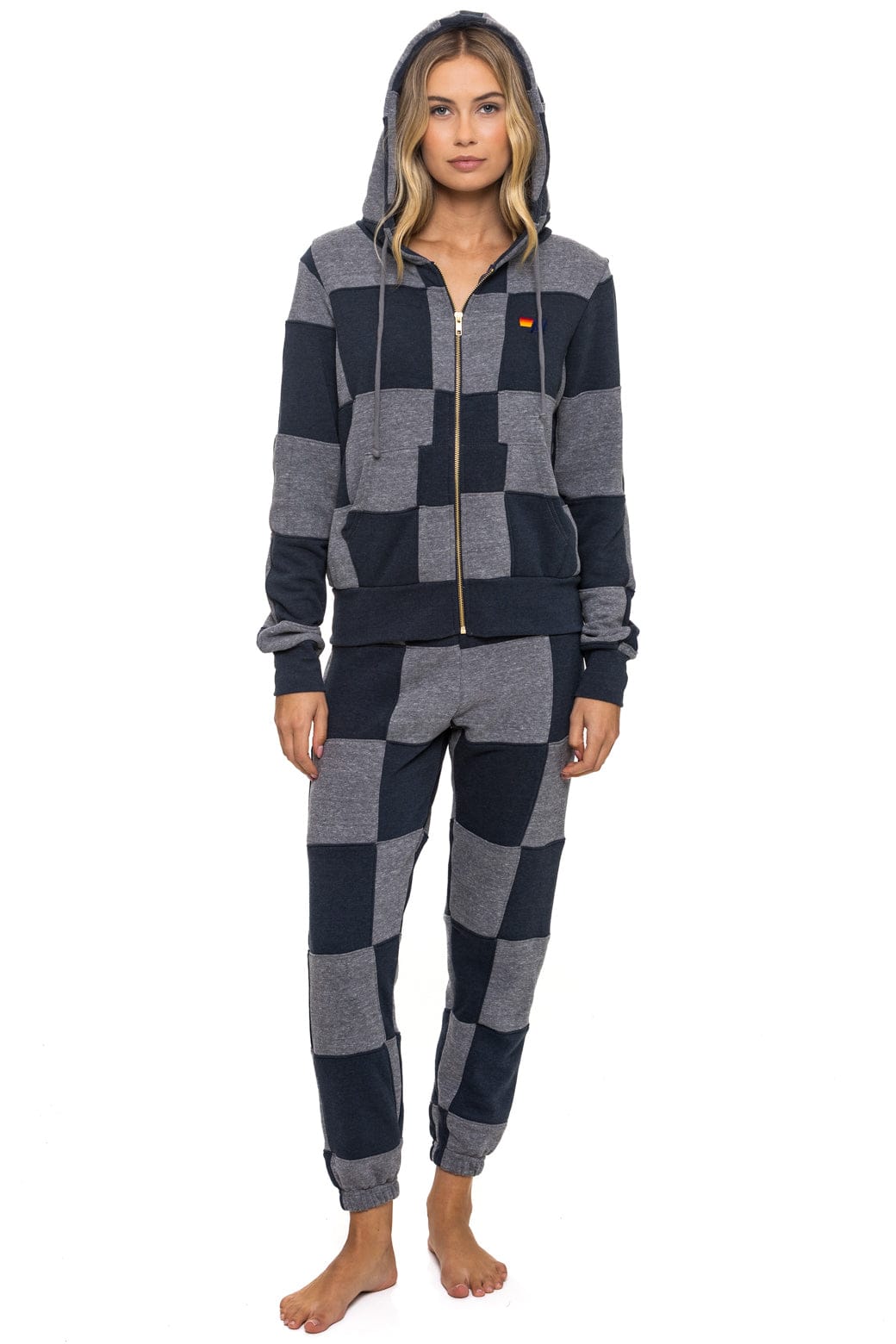 Classic CHECK QUILT ZIP HOODIE - HEATHER CHARCOAL