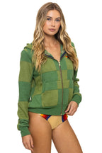 Classic CHECK QUILT ZIP HOODIE - JUNGLE GREEN PALM