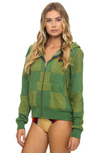 Classic CHECK QUILT ZIP HOODIE - JUNGLE GREEN PALM