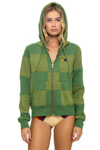 Classic CHECK QUILT ZIP HOODIE - JUNGLE GREEN PALM
