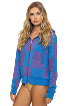 Classic CHECK QUILT ZIP HOODIE - LAVENDER OCEAN