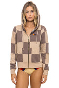 Classic CHECK QUILT ZIP HOODIE - SAND TAUPE