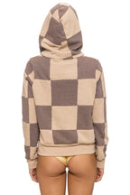 Classic CHECK QUILT ZIP HOODIE - SAND TAUPE