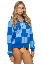 Classic CHECK QUILT ZIP HOODIE - SKY ADVENTURE BLUE
