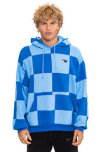 Classic CHECK QUILT RELAXED PULLOVER HOODIE - SKY ADVENTURE BLUE