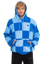 Classic CHECK QUILT RELAXED PULLOVER HOODIE - SKY ADVENTURE BLUE