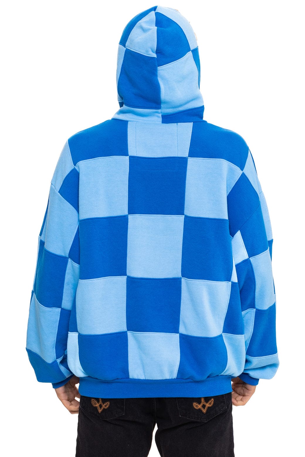 Classic CHECK QUILT RELAXED PULLOVER HOODIE - SKY ADVENTURE BLUE