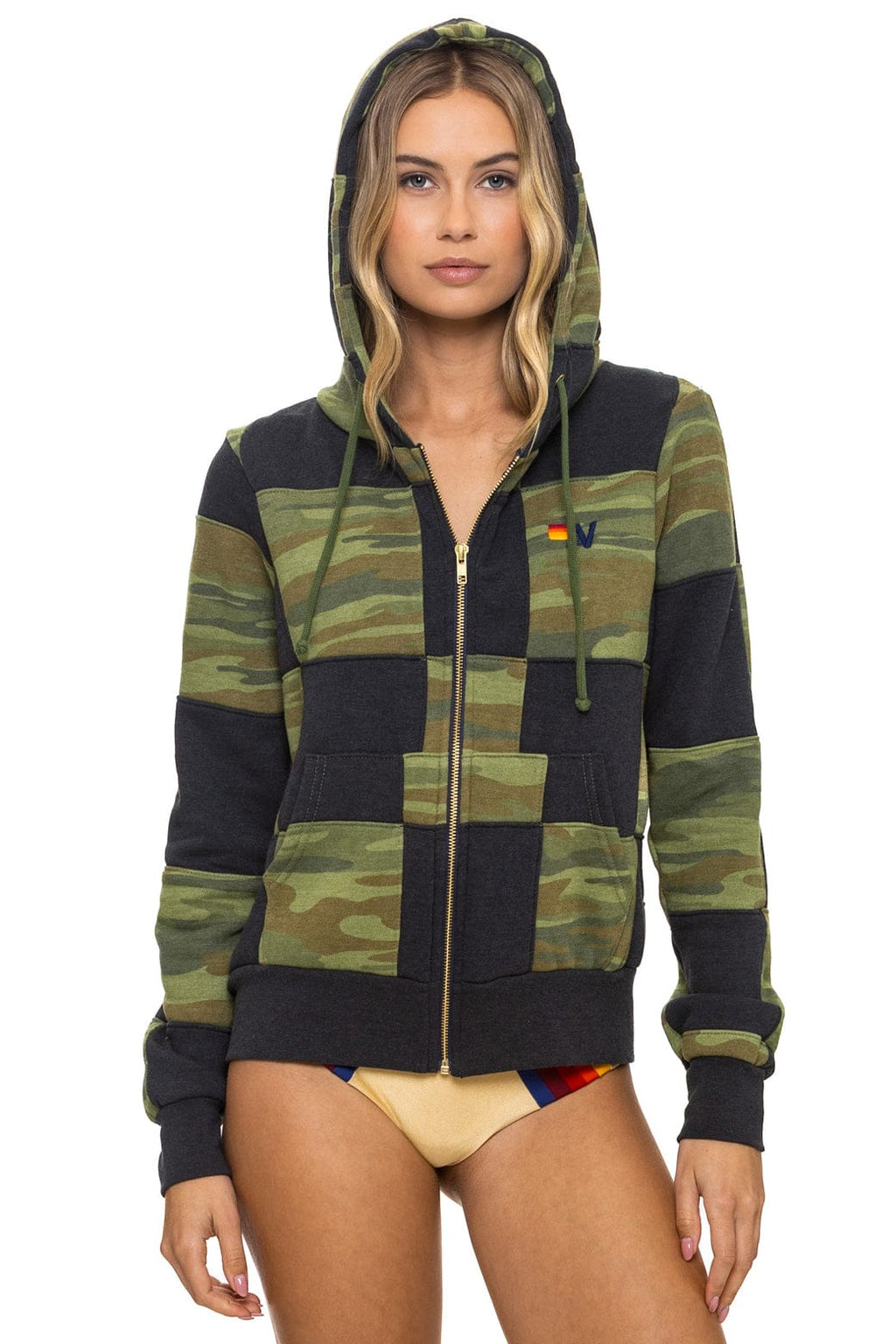 Classic CHECK QUILT ZIP HOODIE - SMOKE CAMO