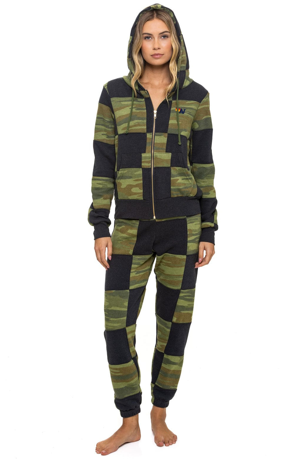 Classic CHECK QUILT ZIP HOODIE - SMOKE CAMO