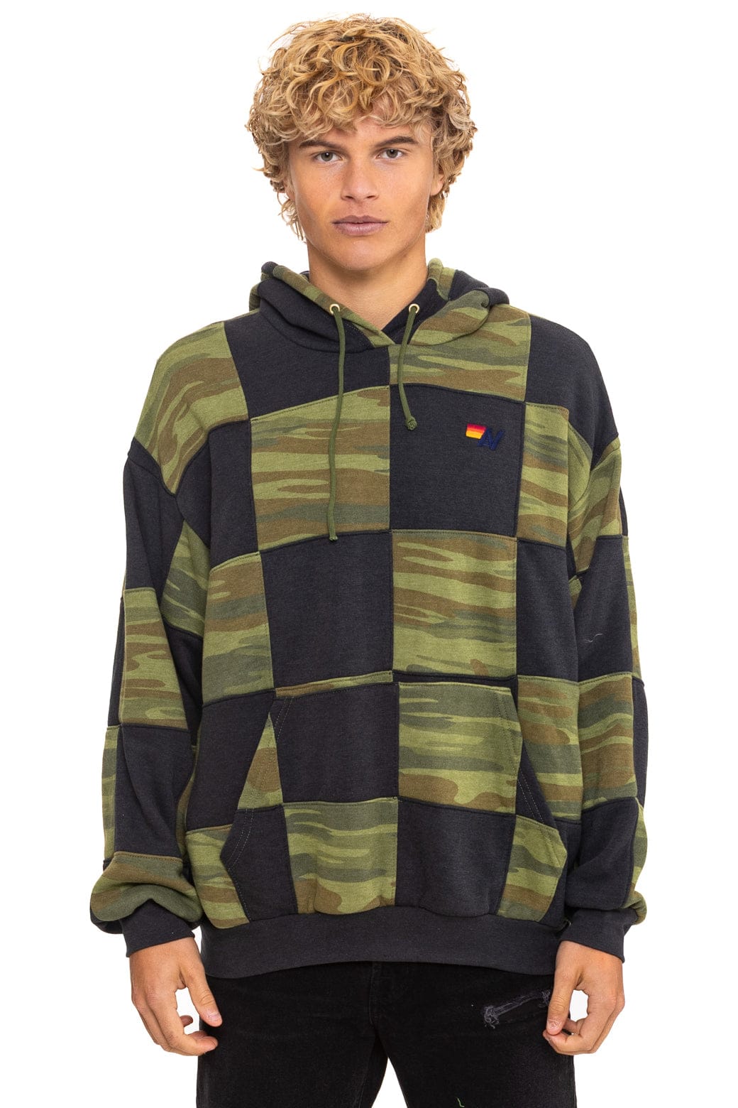 Classic CHECK QUILT RELAXED PULLOVER HOODIE - SMOKE CAMO
