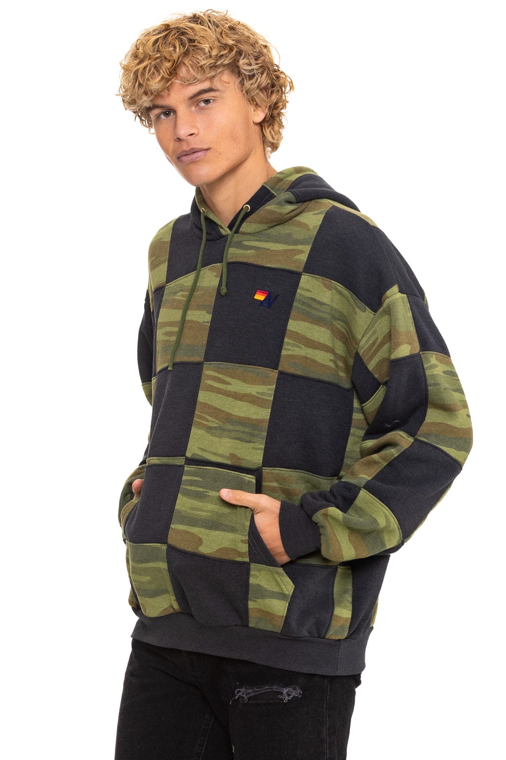 Classic CHECK QUILT RELAXED PULLOVER HOODIE - SMOKE CAMO