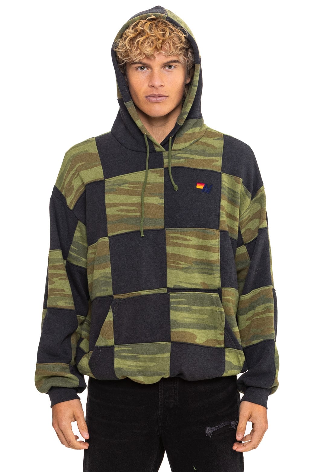 Classic CHECK QUILT RELAXED PULLOVER HOODIE - SMOKE CAMO