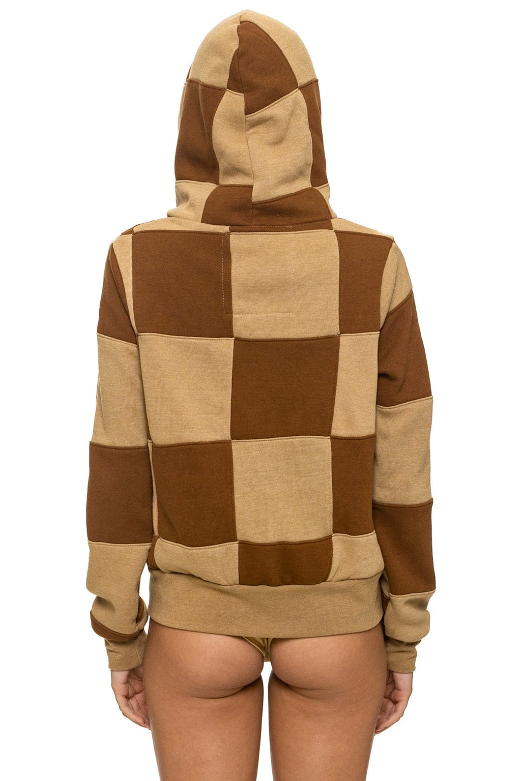 Classic CHECK QUILT ZIP HOODIE - TAN CINNAMON