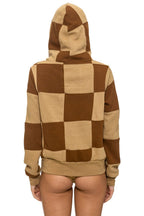 Classic CHECK QUILT ZIP HOODIE - TAN CINNAMON