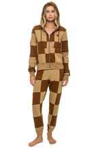 Classic CHECK QUILT ZIP HOODIE - TAN CINNAMON