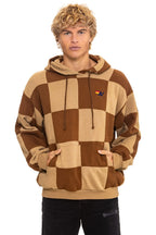 Classic CHECK QUILT RELAXED PULLOVER HOODIE - TAN CINNAMON