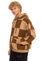 Classic CHECK QUILT RELAXED PULLOVER HOODIE - TAN CINNAMON