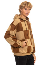Classic CHECK QUILT RELAXED PULLOVER HOODIE - TAN CINNAMON