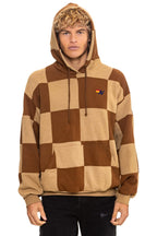 Classic CHECK QUILT RELAXED PULLOVER HOODIE - TAN CINNAMON