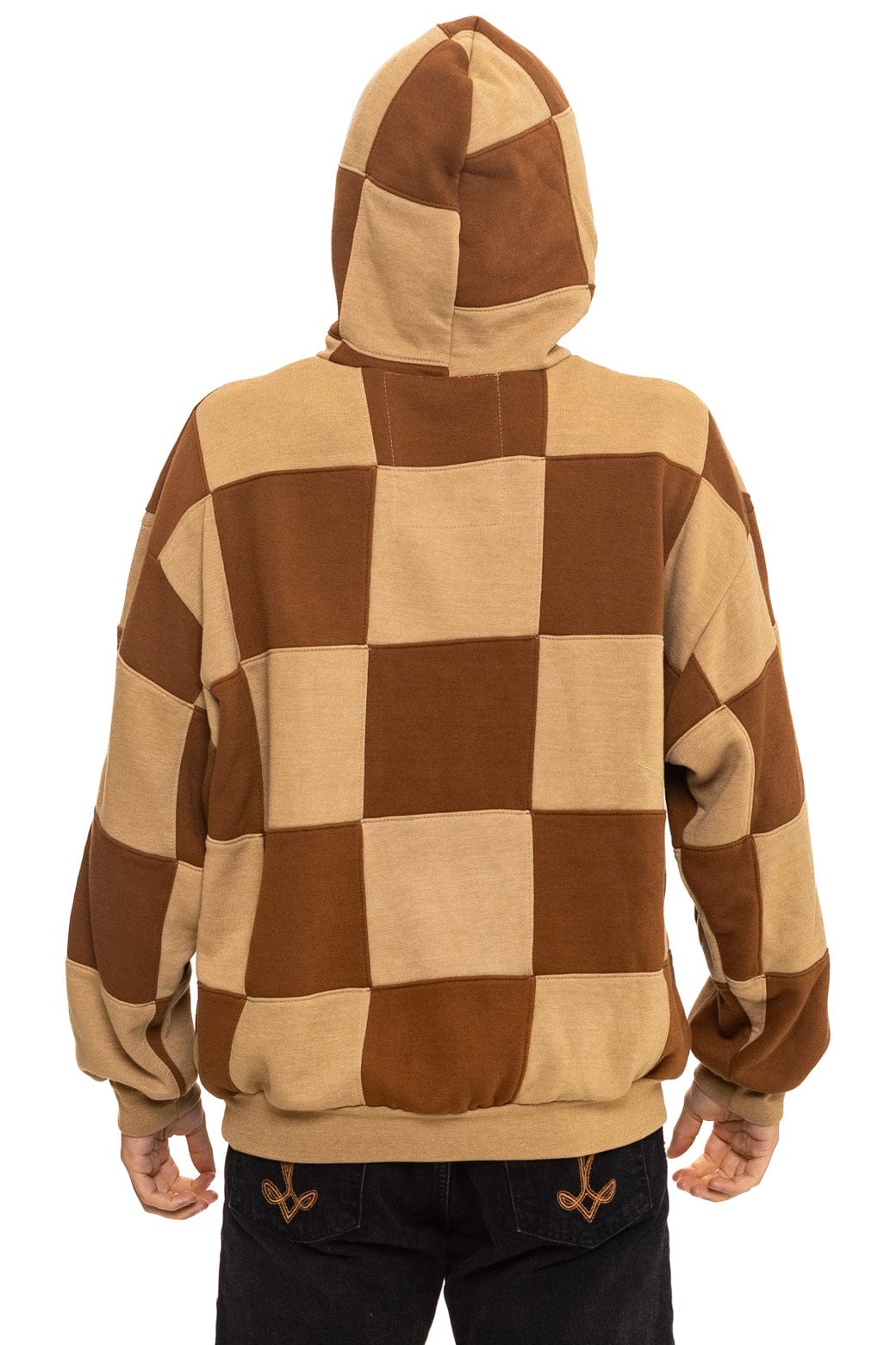 Classic CHECK QUILT RELAXED PULLOVER HOODIE - TAN CINNAMON