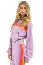 Classic 5 STRIPE CROPPED ZIP HOODIE RELAXED - MAUVE MAGENTA ORANGE