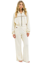 Classic 5 STRIPE CROPPED ZIP HOODIE RELAXED - VINTAGE WHITE WHITE GREY