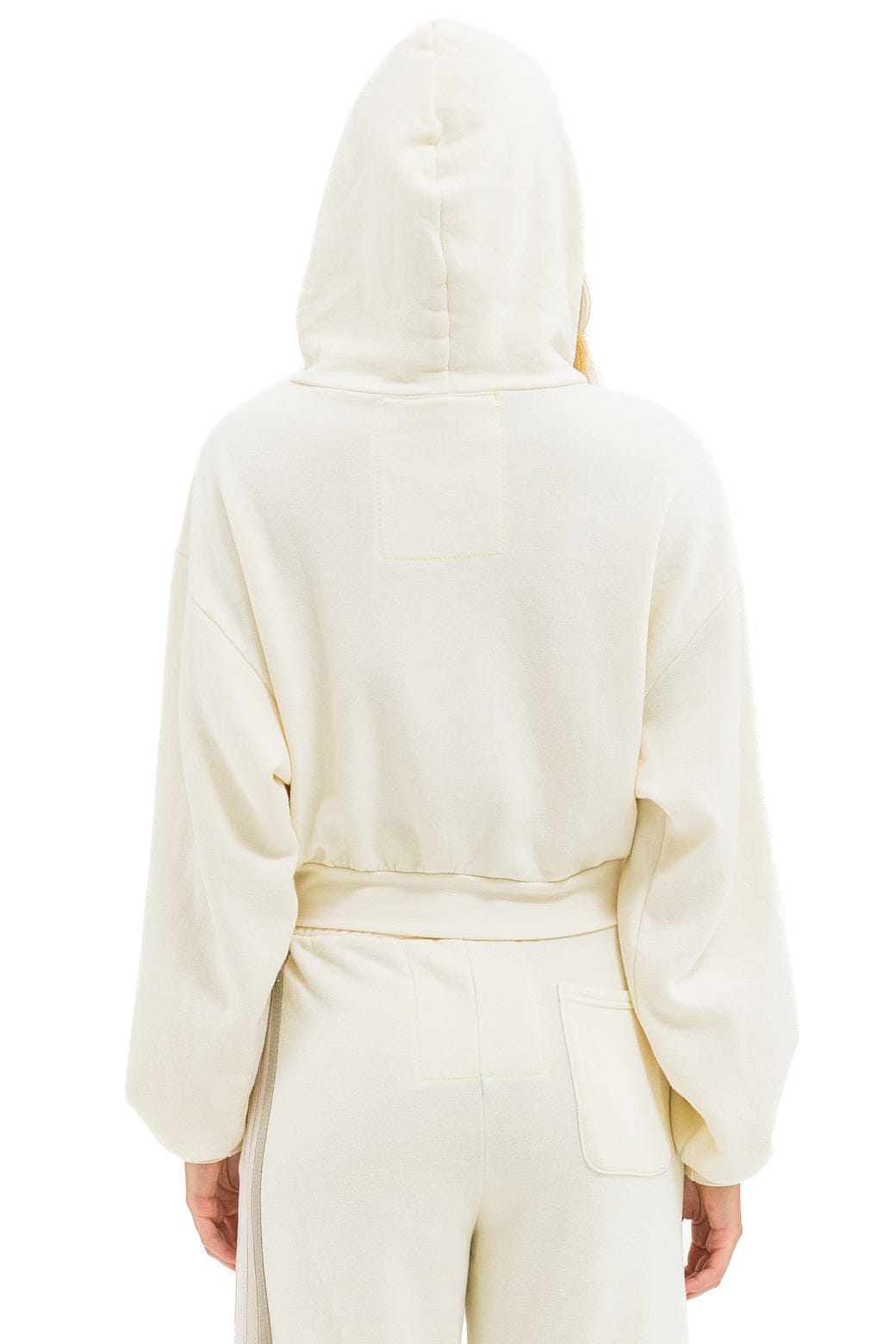 Classic 5 STRIPE CROPPED ZIP HOODIE RELAXED - VINTAGE WHITE WHITE GREY