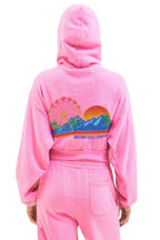 Classic MALIBU CHILI COOK-OFF 2026 CROPPED ZIP HOODIE - NEON PINK