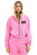 Classic MALIBU CHILI COOK-OFF 2026 CROPPED ZIP HOODIE - NEON PINK
