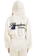 Classic PALM TREE FEST HAMPTONS 2026 CROPPED ZIP HOODIE RELAXED - VINTAGE WHITE