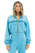 Classic 5 STRIPE CROPPED ZIP HOODIE RELAXED - AQUA AQUA