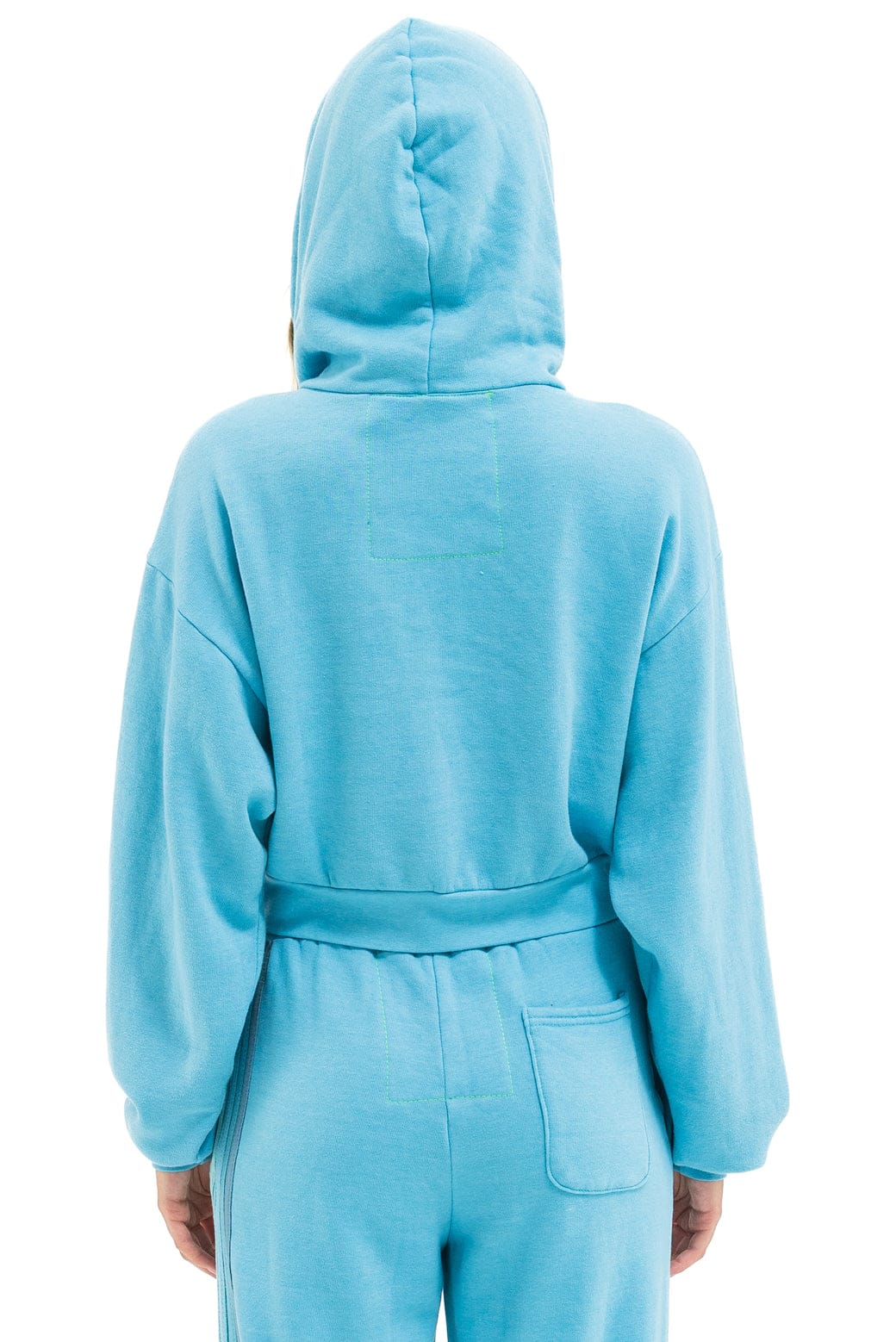 Classic 5 STRIPE CROPPED ZIP HOODIE RELAXED - AQUA AQUA