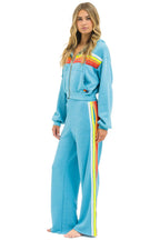 Classic 5 STRIPE WIDE LEG POCKET SWEATPANTS - AQUA WHITE NEON