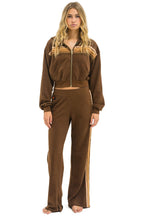 Classic 5 STRIPE CROPPED ZIP HOODIE RELAXED - CHOCOLATE ESPRESSO