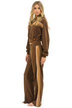Classic 5 STRIPE CROPPED ZIP HOODIE RELAXED - CHOCOLATE ESPRESSO